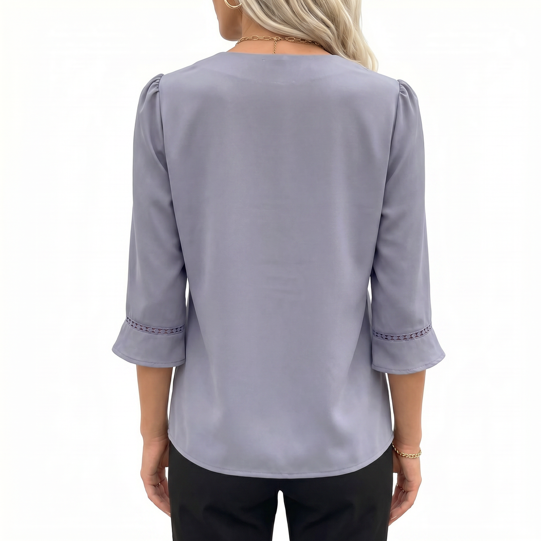Elegant V-Neck Flared Sleeve Blouse for Women