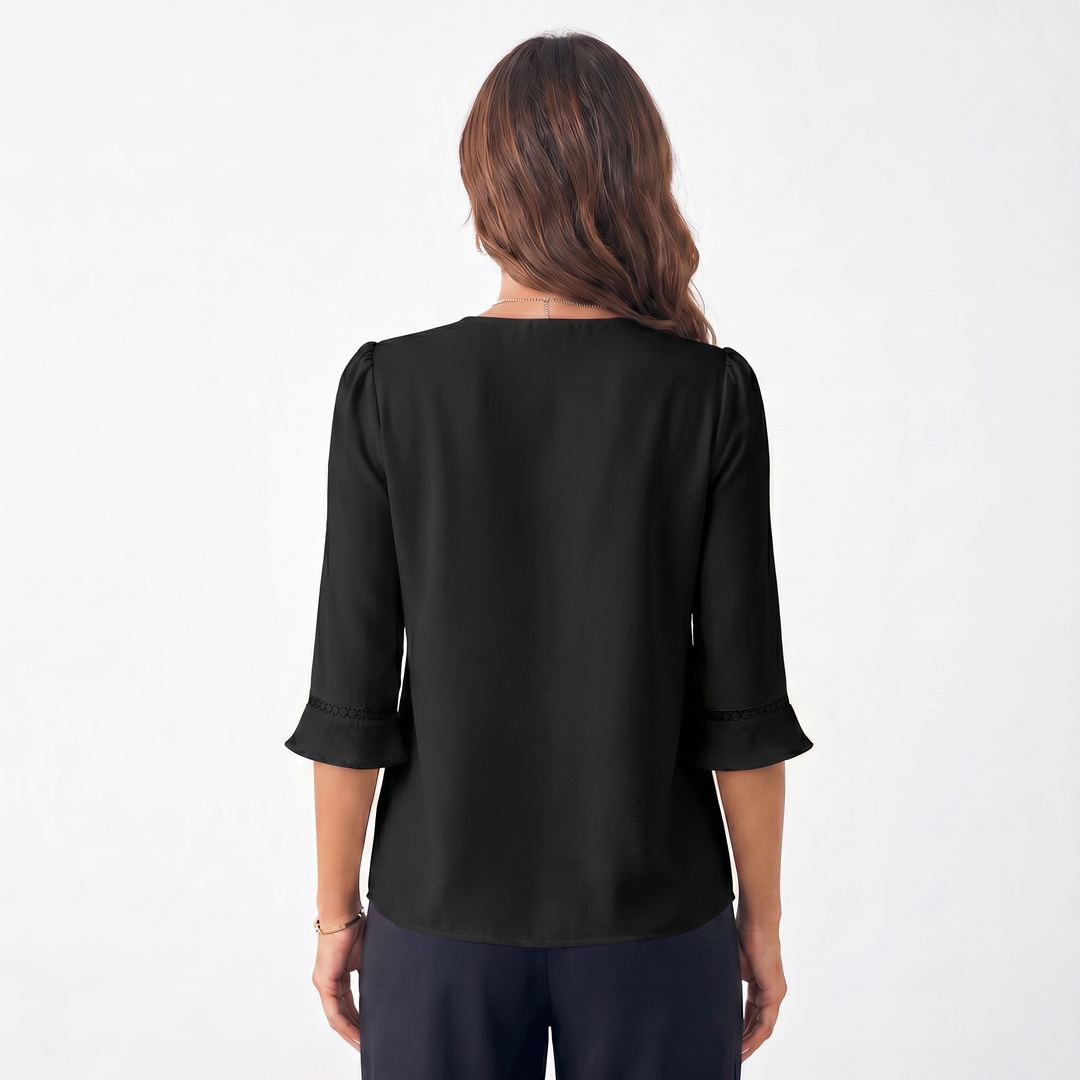 Elegant V-Neck Flared Sleeve Blouse for Women