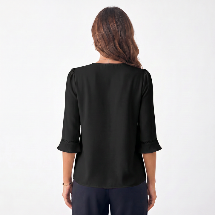 Elegant V-Neck Flared Sleeve Blouse for Women