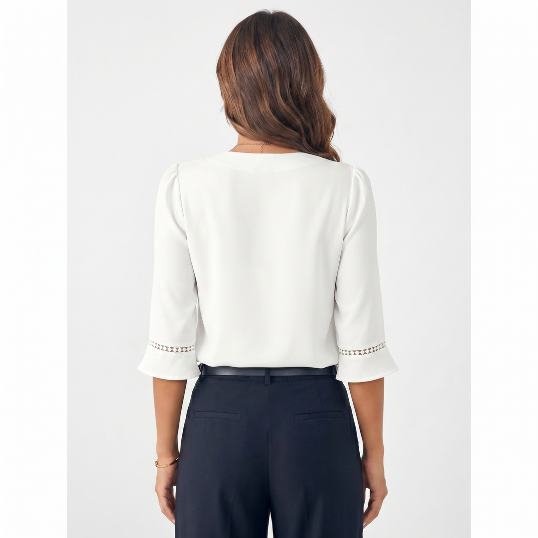 Elegant V-Neck Flared Sleeve Blouse for Women