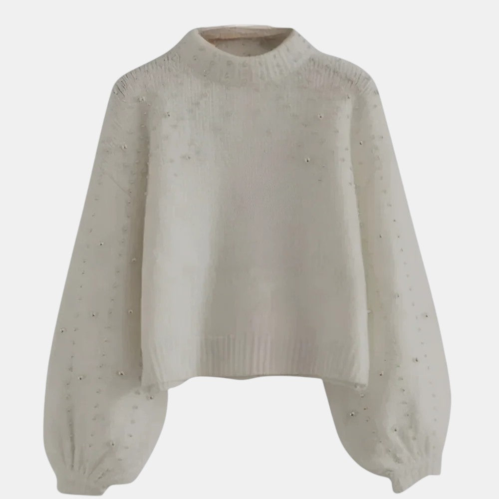 Chic Knitted Jumper with Pearl Detail