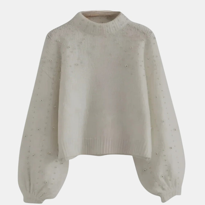 Chic Knitted Jumper with Pearl Detail