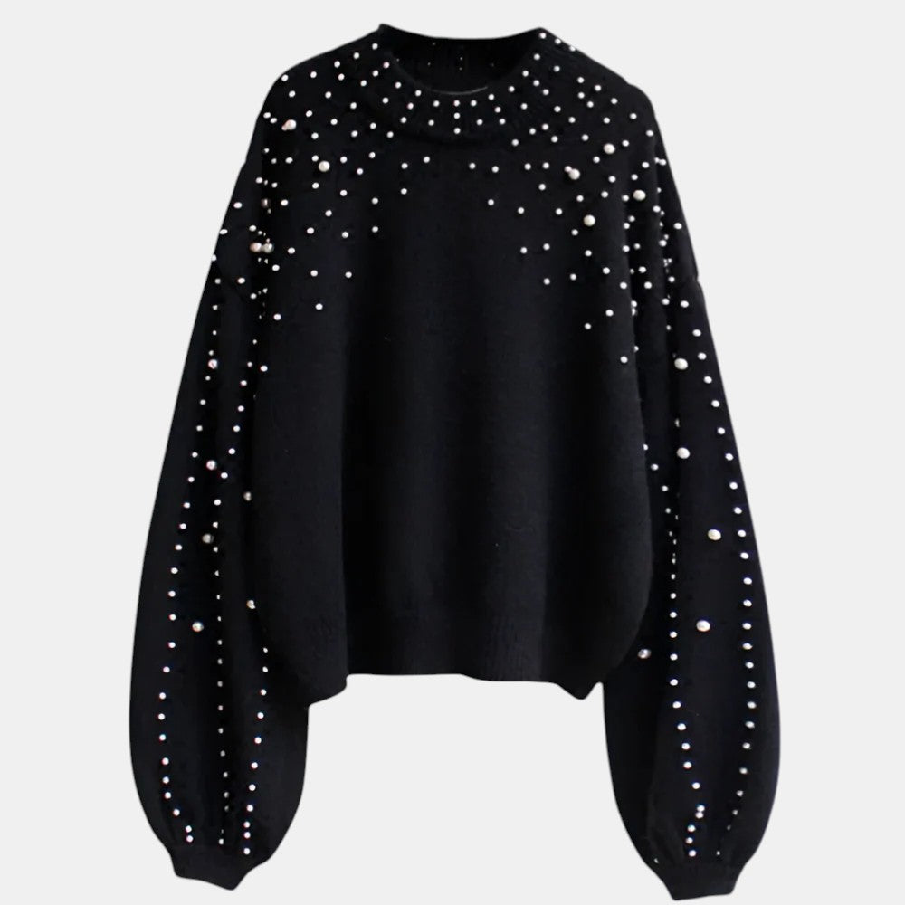 Chic Knitted Jumper with Pearl Detail
