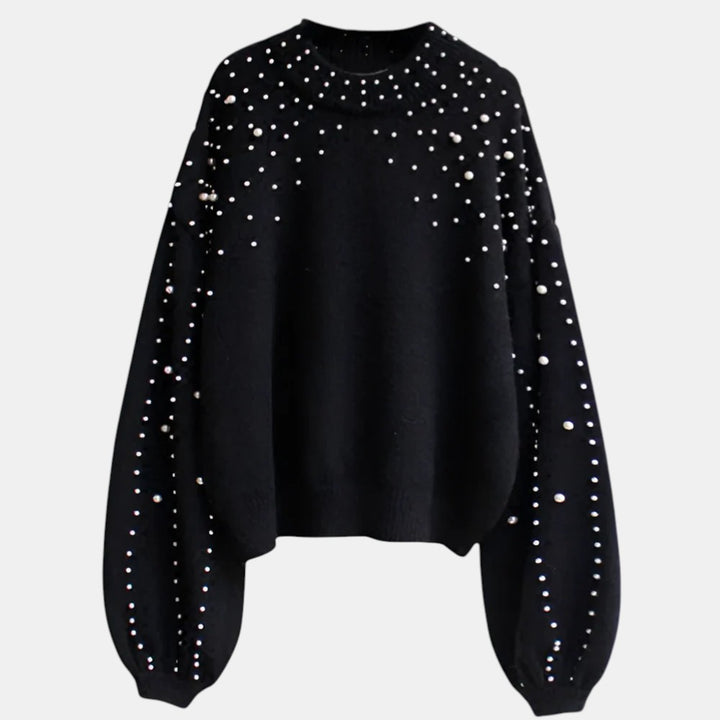 Chic Knitted Jumper with Pearl Detail