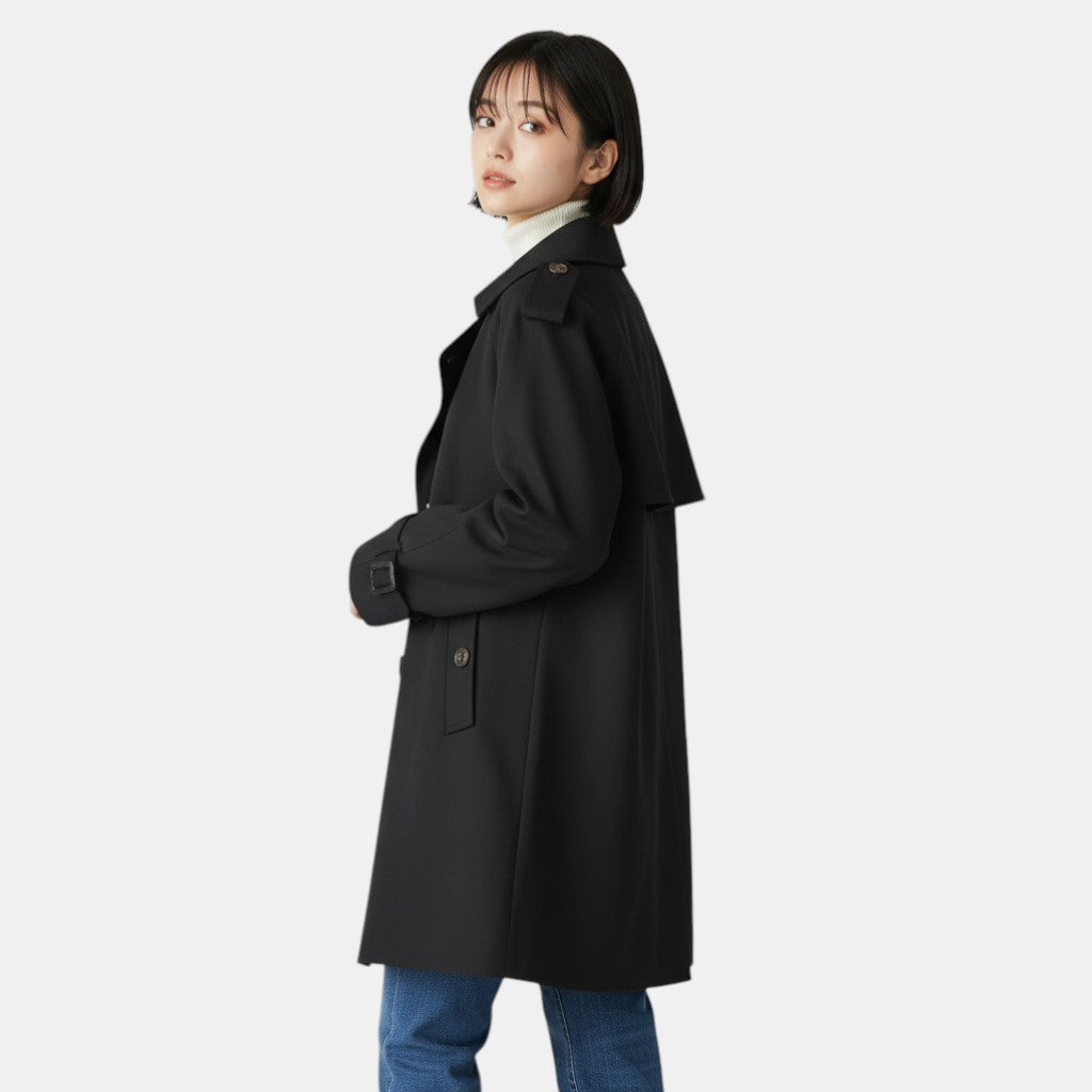 Long Trench Coat Stylish Fashion Outerwear
