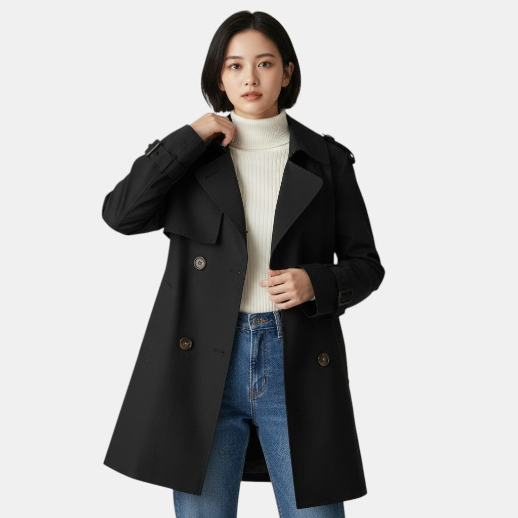 Long Trench Coat Stylish Fashion Outerwear