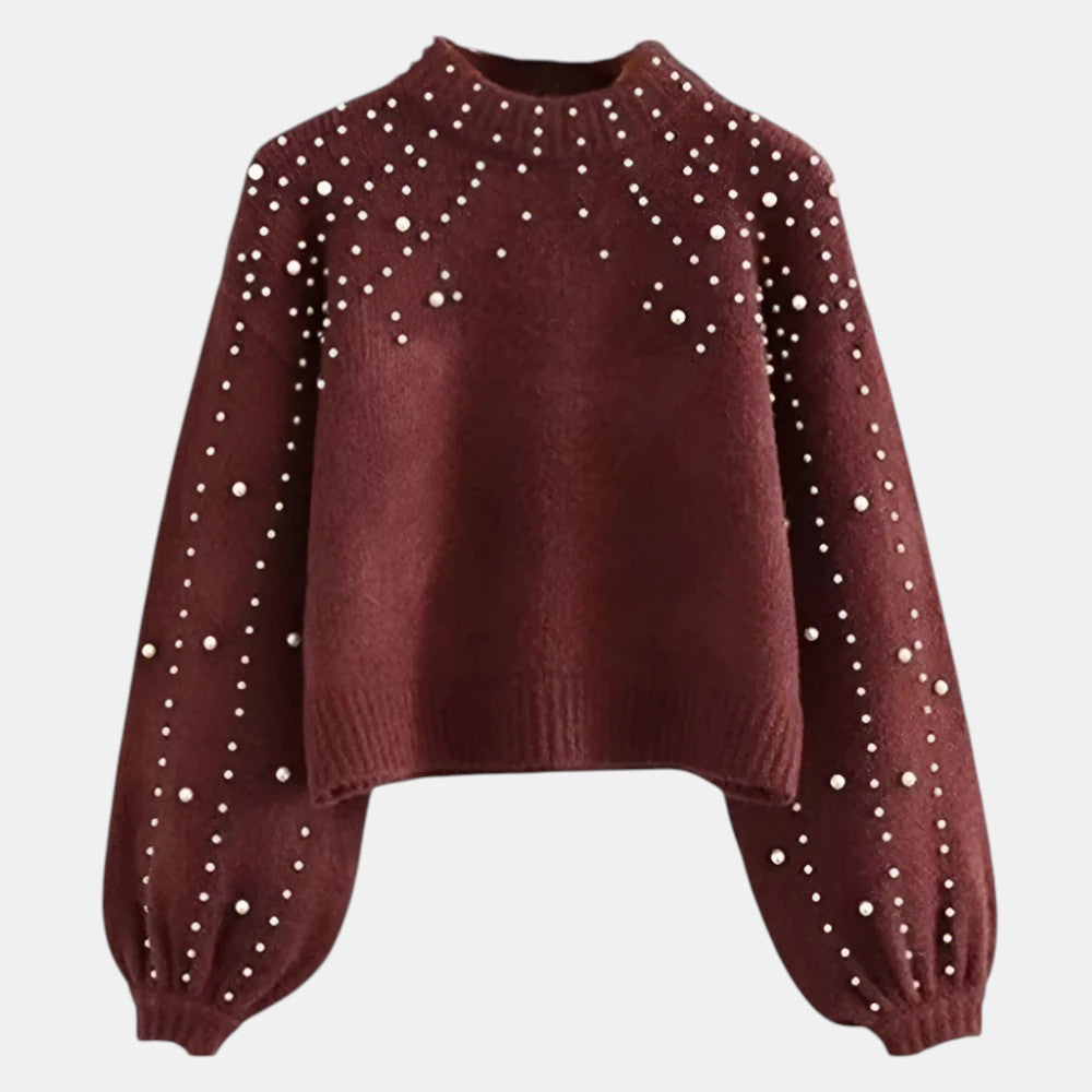 Chic Knitted Jumper with Pearl Detail