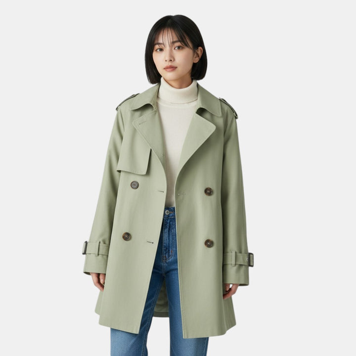 Long Trench Coat Stylish Fashion Outerwear