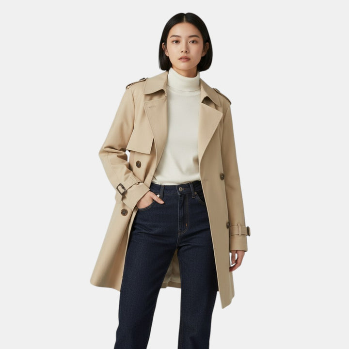 Long Trench Coat Stylish Fashion Outerwear
