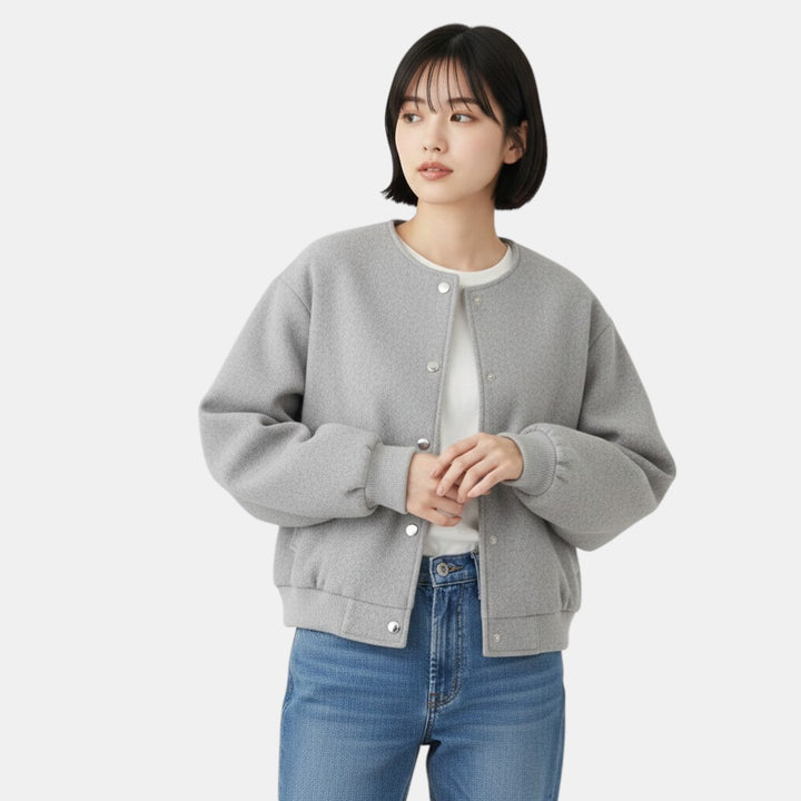 Ladies Round Neck Long Sleeve Jacket