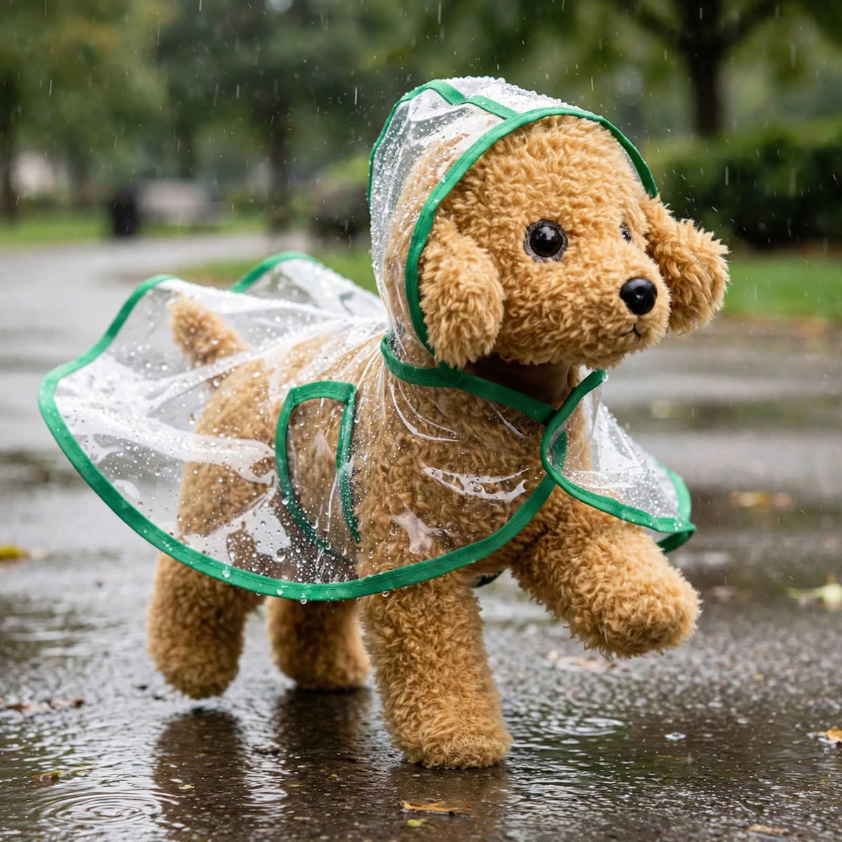See-Through Raincoat with Colored Trim for Pets